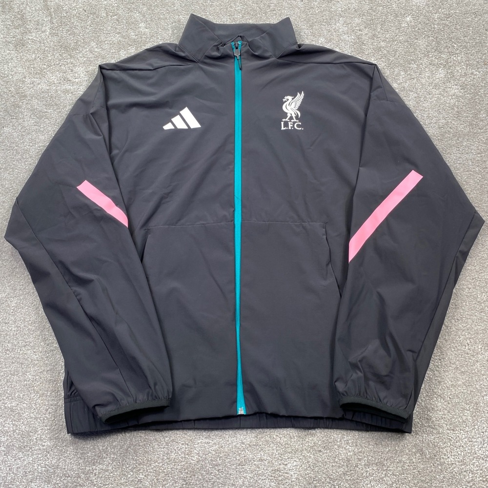 Adidas Liverpool FC Anthem Jacket Mens Large Black Teal Pink JZ0138 Track Top